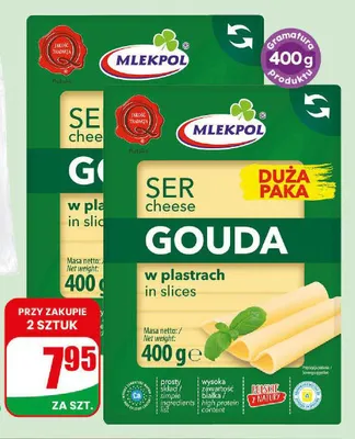 Ser Gouda Mlekpol plastry promocja w Dino
