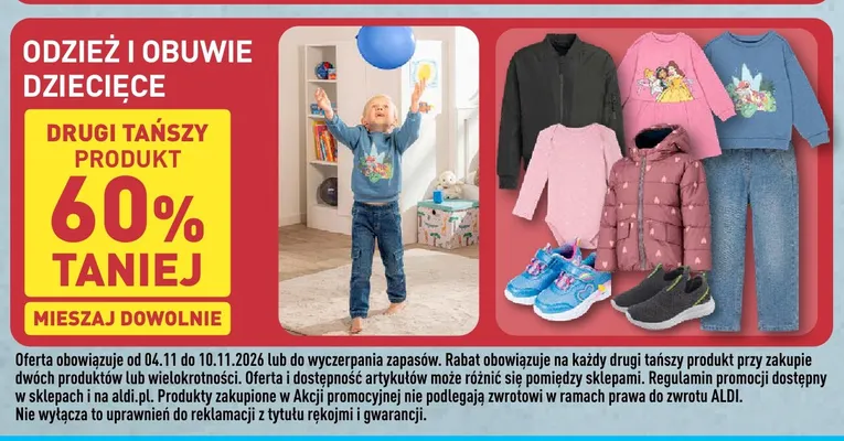 Odzież i obuwie dziecięce promocja w Aldi