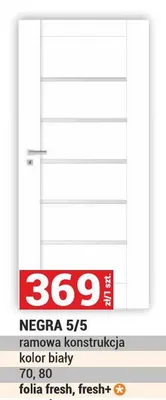 Drzwi NEGRA 5/5 ramowa konstrukcja kolor biały 70,80 promocja w Merkury Market