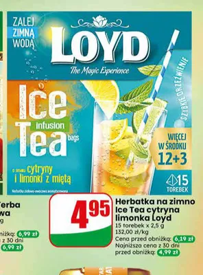Herbatka na zimno Ice Tea cytryna limonka Loyd promocja w Dino