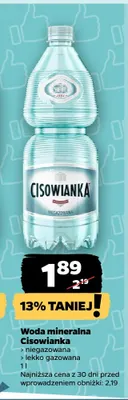 Woda mineralna niegazowana Cisowianka promocja w Netto