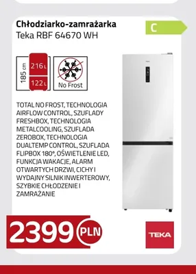 Chłodziarko-zamrażarka Teka Rbf 64670 Wh promocja w kakto.pl