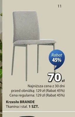 Krzesło BRANDE tkanina i stal promocja w Jysk