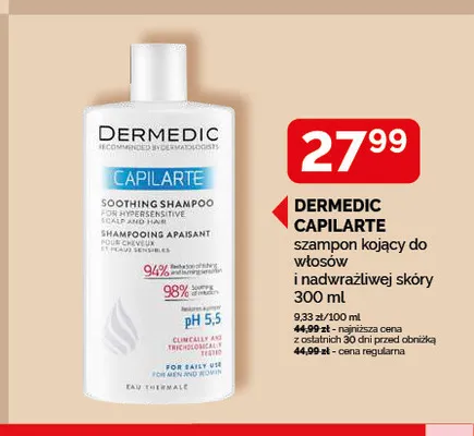 Szampon kojący do włosów i nadwrażliwej skóry Dermedic Capilarte promocja w Ziko Dermo