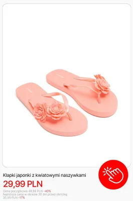 Klapki japonki z kwiatowymi naszywkami Cropp promocja w Cropp