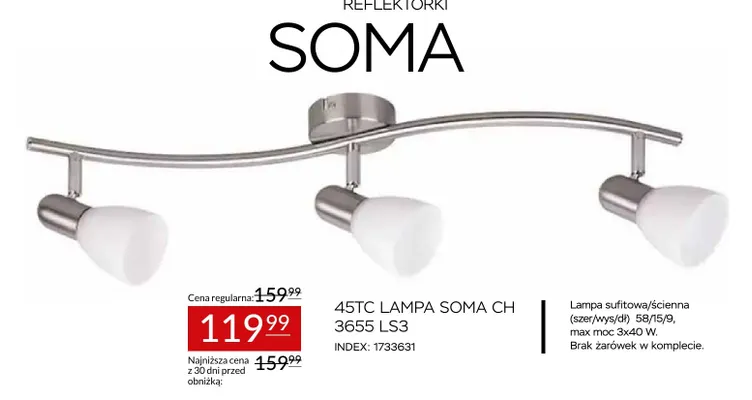 45TC Lampa Soma Ch 3655 LS3 promocja w Abra Meble