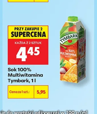 Sok 100% Multiwitamina Tymbark promocja w Biedronka