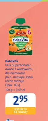 Mus Superbohater owoce z warzywami dla niemowląt po 6. miesiącu życia BoboVita promocja w Drogerie DM