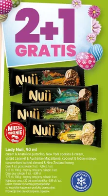 Lody cream & sensation pistachio, new york cookies & cream, salted caramel & australian macadamia, coconut & indian mango, caramelised salted almond & new zealand blackcurrant promocja w Twój Market