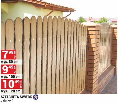 Sztacheta świerk gatunek 1 wys. 80cm promocja w Merkury Market