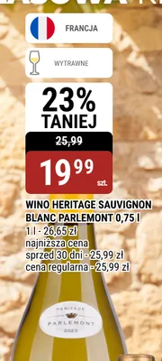 Wino białe Heritage Sauvignon Blanc Parlemont promocja w bi1