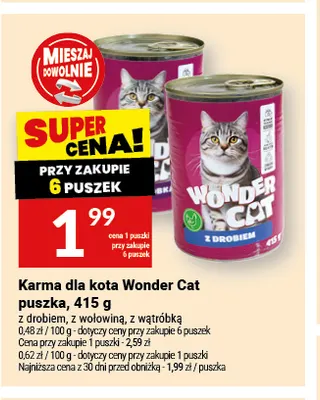 Karma dla kota Wonder Cat puszka z wołowiną promocja w Twój Market