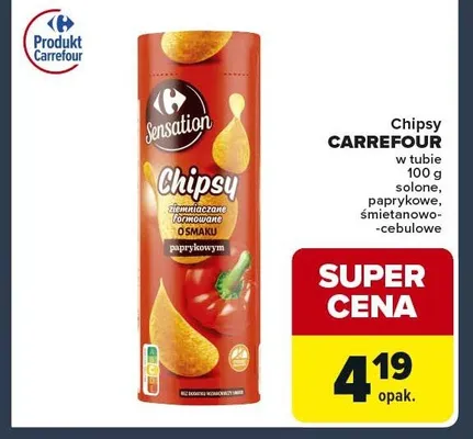 Chipsy w tubie solone, paprykowe, śmietanowo-cebulowe promocja w Globi