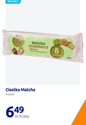 Ciastka Matcha strawberry flavour  promocja w Action