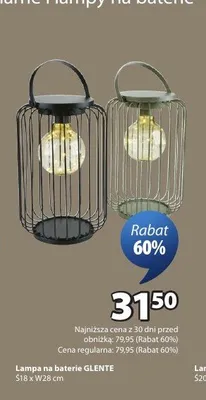 Lampa na baterie GLENTE Ś18 x W28cm promocja w Jysk