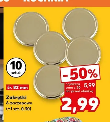 Zakrętki 6-zaczepowe śr. 82mm promocja w Kaufland