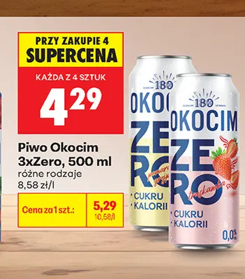 Piwo bezalkoholowe Okocim 3xZero promocja w Biedronka