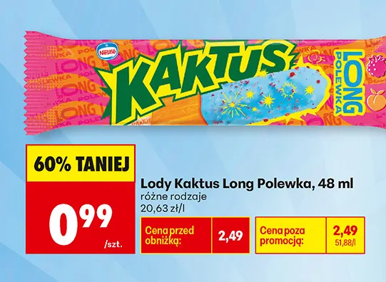 Lody Kaktus Long Polewka promocja w Biedronka