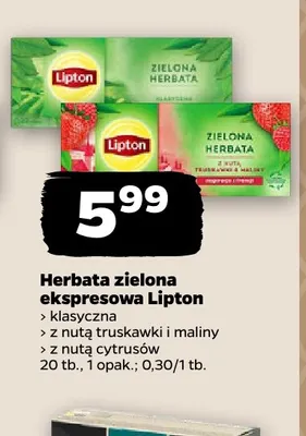 Herbata zielona ekspresowa Lipton z nutą cytrusów promocja w Netto