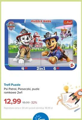 Puzzle Trefl Psi Patrol Pieseczki ramkowe 2w1 promocja w Smyk