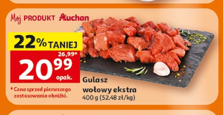 Gulasz wołowy ekstra Auchan promocja w Auchan