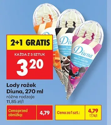 Lody rożek Diuna brzoskwiniowy promocja w Biedronka