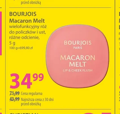 Macaron Melt wielofunkcyjny róż do policzków i ust Bourjois promocja w Hebe