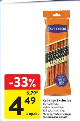 Kabanosy Exclusive wybrane rodzaje promocja w Intermarche