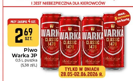 Piwo Warka JP promocja w Społem Częstochowa
