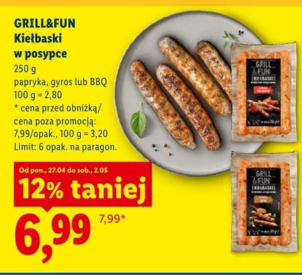 Kiełbaski w posypce papryka Grill&Fun promocja w Lidl