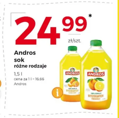 Sok z wyciskanych mandarynek Andros promocja w Frac