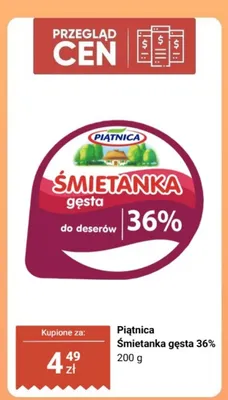 Śmietanka gęsta 36% promocja w Dino