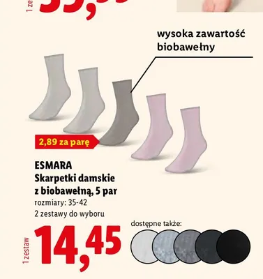Skarpetki damskie z biobawełny Esmara 5-pak promocja w Lidl