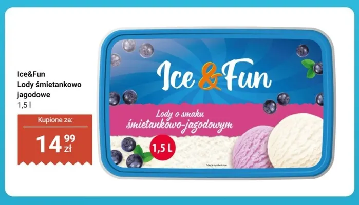 Lody śmietankowo-jagodowe Ice&Fun promocja w Dino