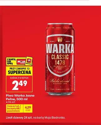 Piwo Warka Classic promocja w Biedronka