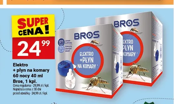 Zestaw elektro + płyn na komary Bros 40 ml promocja w Twój Market