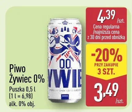 Piwo Żywiec 0% promocja w Aldi