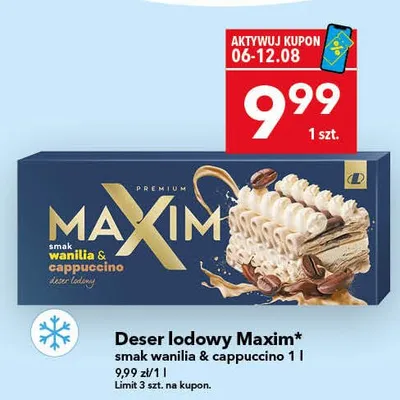 Deser lodowy Maxim smak wanilia & cappuccino promocja w LEWIATAN