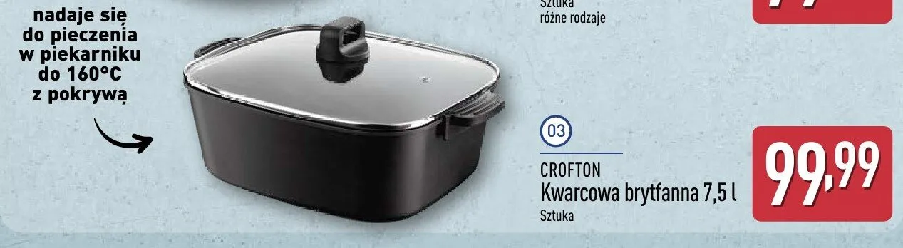 Kwarcowa brytfanna CROFTON 7,5l promocja w Aldi