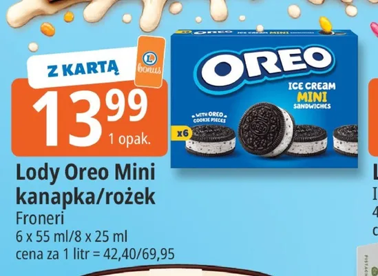 Lody Oreo Mini kanapka/rożek promocja w Leclerc
