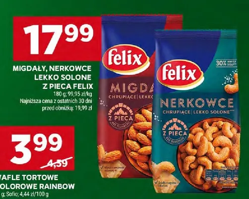 Migdały, nerkowce lekko solone z pieca Felix promocja w Stokrotka