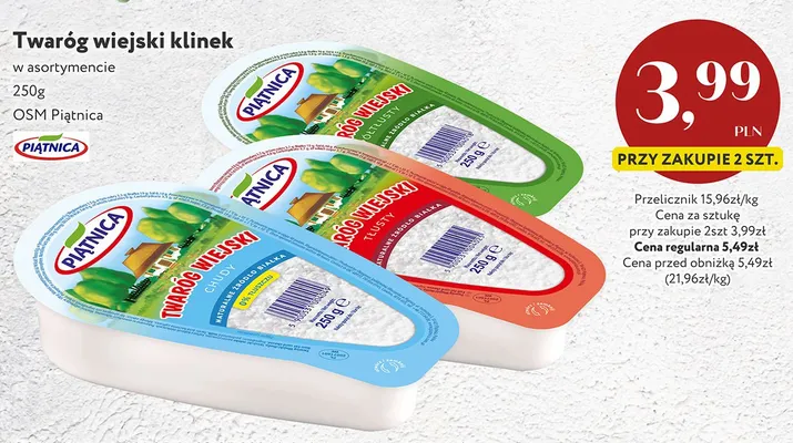 Twaróg wiejski klinek chudy Piątnica promocja w Market Point