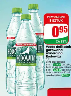 Woda mineralna delikatnie gazowana Rodowita promocja w Dino