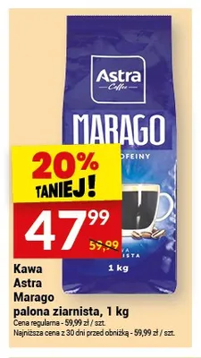 Kawa Astra Marago palona ziarnista promocja w Twój Market