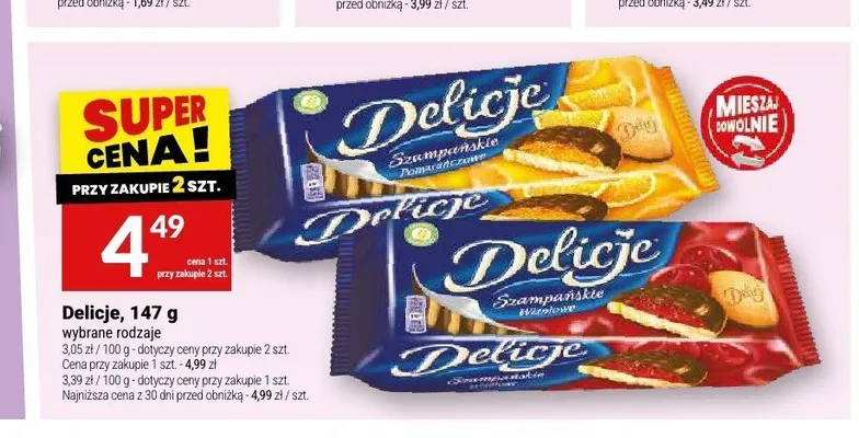Ciastka Delicje Szampańskie Wiśniowe promocja w Twój Market