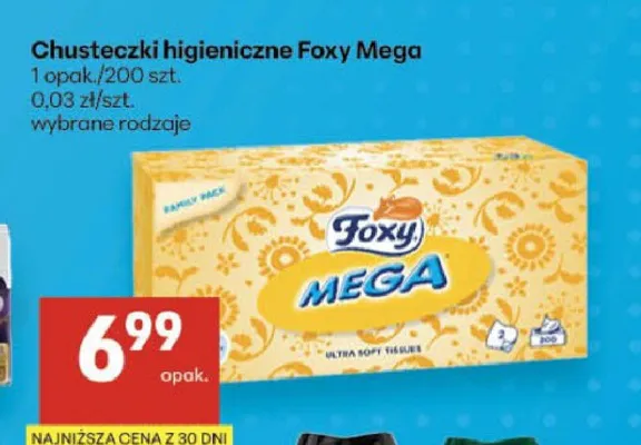 Chusteczki higieniczne Foxy Mega promocja w Delikatesy Centrum