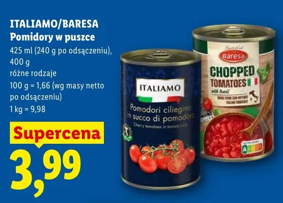 Pomidory w puszce BARESA promocja w Lidl