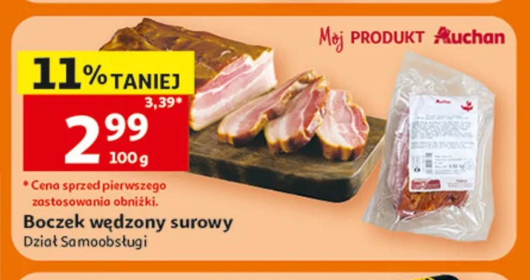 Boczek wędzony surowy promocja w Auchan