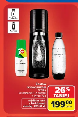 Zestaw saturator do wody Sodastream Terra + 2 butelki + syrop 7up promocja w Carrefour