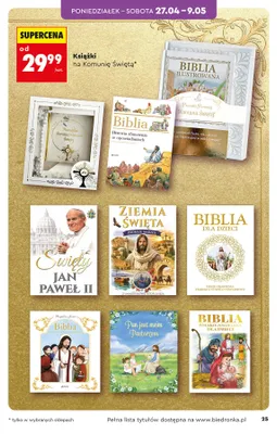 Książki na komunię świętą, różne promocja w Biedronka